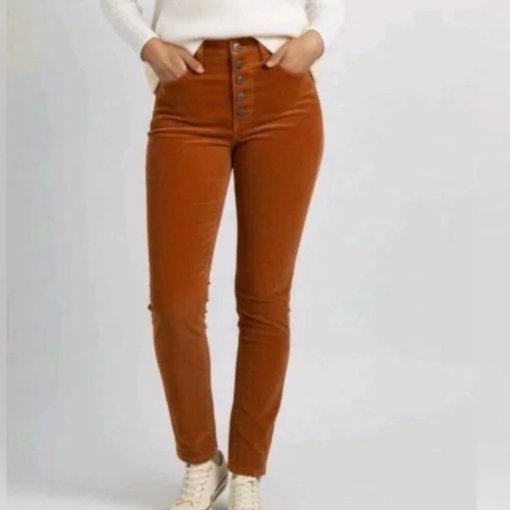 CAbi Corduroy Pants Button Fly Rust Orange 3927 Size 8